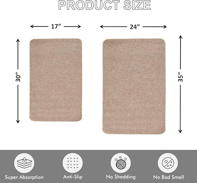 Indoor Door Mat Entrance, 1/10 in Ultra Thin Door Mat for Inside Entry, Super Non-Slip, Washable Doormat, Fade Resistant, Low Profile Dirt Trapper Outdoor for Bathroom and Kitchen, 47''X23'' Khaki