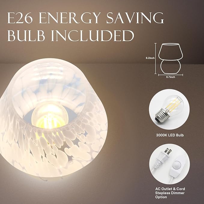 Mushroom Lamp Small Table Lamp for Bedroom, Bedside Lamps for Nightstand, Mushroom Decor Cute Mini Modern Mid Century Lamps, Aesthetic Home Living Room Decor(White)