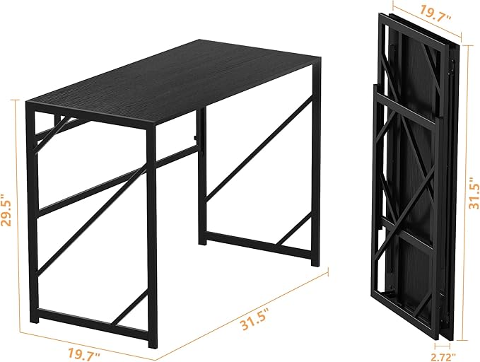 Elephance Folding Desk Writing Computer Desk for Home Office, No-Assembly Study Office Desk Foldable Table for Small Spaces