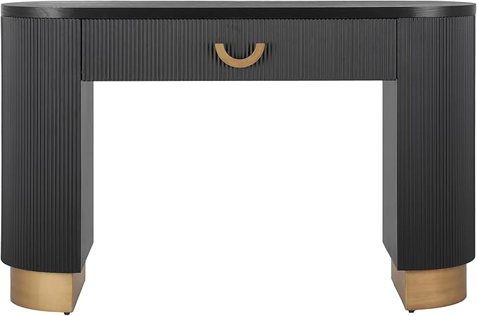 kevinplus 47.7'' Console Table Sofa Table with Drawer Storage Space for Entryway, Modern Elegant Fluted Design, Easy Assemble, Black & Gold
