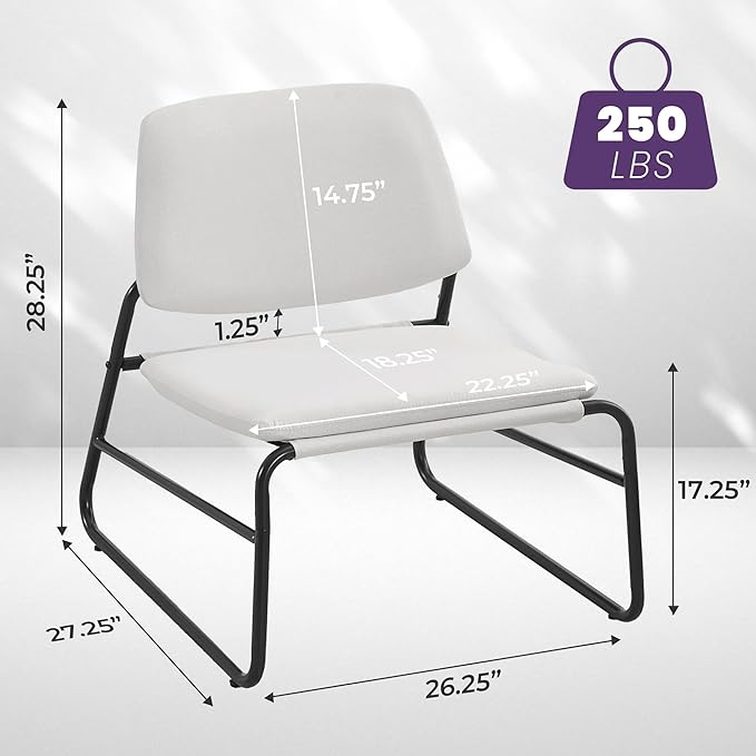 DAICO Modern Accent Chair Comfy Living Room Chair Armless Sling Accent Chairs Upholstered Side Sitting Chairs with Metal Frame for Office Reception Reading Bedroom Waiting Room, Beige