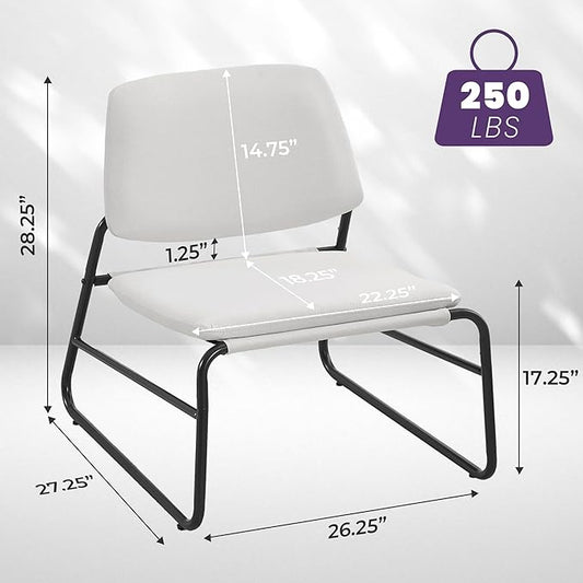 DAICO Modern Accent Chair Comfy Living Room Chair Armless Sling Accent Chairs Upholstered Side Sitting Chairs with Metal Frame for Office Reception Reading Bedroom Waiting Room, Beige