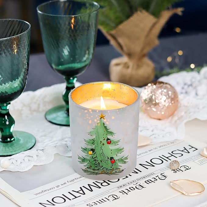 Christmas Candle 11OZ - Pine Fir Scented Candle with Xmas Tree Design, Indoor Christmas Winter Table Decorations, Ideal Gifts
