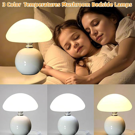 Mushroom Lamp for Bedroom Living Room,Mushroom Table Lamps for Bedside Night Stands,3 Color Temperature Desk Small Table Lamp,Cute Mini Modern Night Light Lamp,Unique Home Decoration