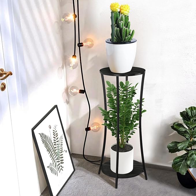 YINMIT Plant Stand Indoor,Round Potted Holder Rack,Flower Pot Stand Shelf,Round Supports Rack,Corner Plant Shelf for Balcony Garden Patio Living Room,Black