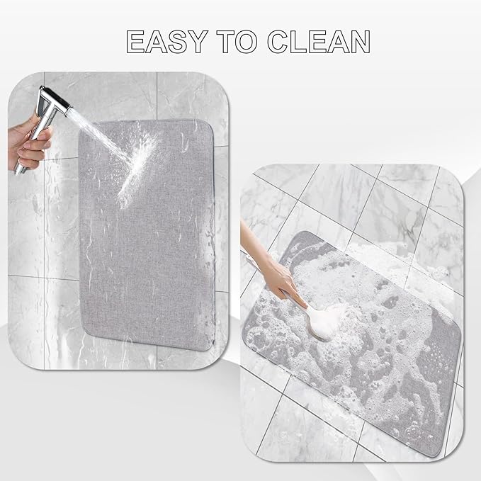 Indoor Door Mat, 1/10 in Ultra Thin Door Mat, Non-Slip Natural Rubber Backing Inside Doormat, Washable, Low-Profile Entrayway Mats, Durable Dirt Trapper for Various Entrance, 30''X17'' Grey