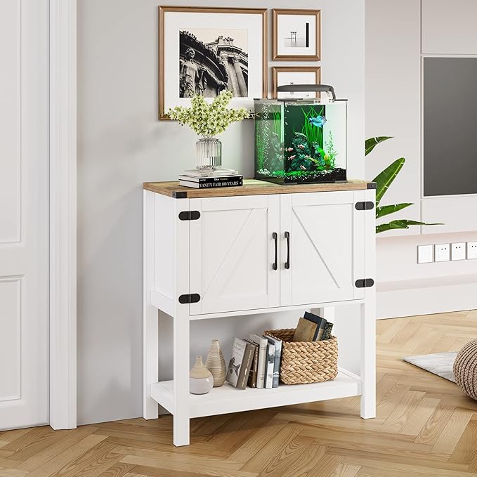 Console Table Coffee Bar Cabinet Sofa Table,31.5 L x 13.8 D x 34.65 H,Entryway Table with 2 Storage Cabinets, Farmhouse Buffet Sideboard for Kitchen, Foyer,Hallway (White)