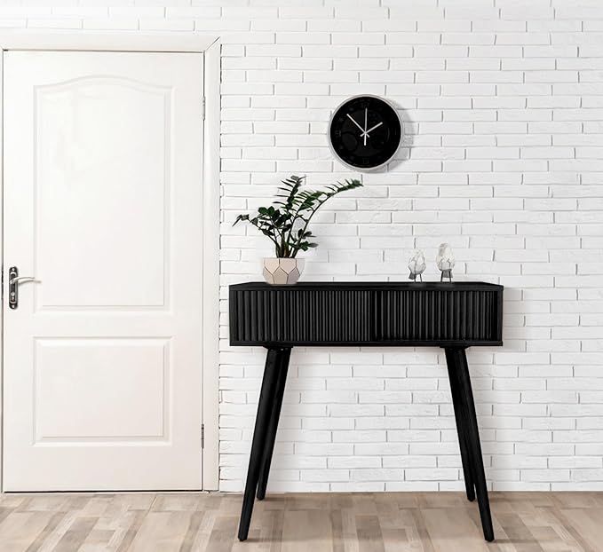 Console Table, Small Console Tables for Entryway, 31" Vanity Desk Fluted Dresser Side Table, Black Entry Table Narrow Console Table Modern Hallway Table Modern Sofa Table for Living Room(Black)