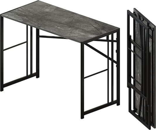Folding Desk 40 inch Writing Gaming Computer Camping Desk, No Assembly Required Home Office Table, Grey