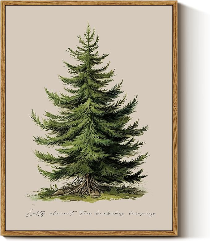 InSimSea Christmas Decor Framed Wall Art, Christmas tree Canvas Painting, elegant Holiday decor Unique Christmas Gifts For Table Wall Farmhouse Mantel Home Office 16L x 12W