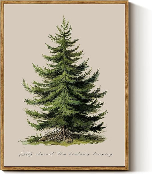 InSimSea Christmas Decor Framed Wall Art, Christmas tree Canvas Painting, elegant Holiday decor Unique Christmas Gifts For Table Wall Farmhouse Mantel Home Office 16L x 12W