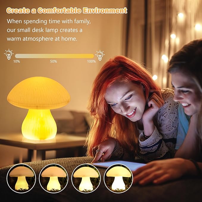 Outdoor RGB Mushroom Table Lamp Battery Waterproof Remote Control Table Lamp for Bedroom, Shower Small Bedside Lamps for Night Stands Bedside Lights Gift for Teen Girls Bedroom Indoor Living Room
