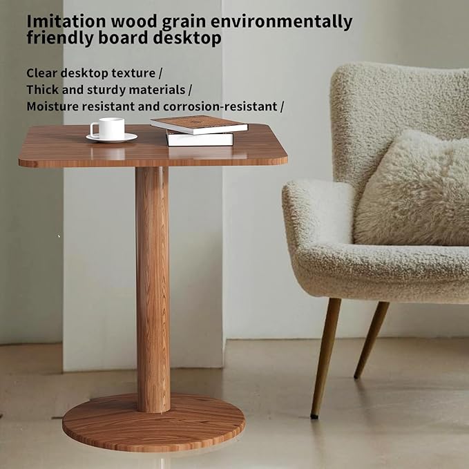 23.62" Mid-Century Modern Square Dining Table for 2 People, Small Dining Room Table with Sturdy Metal Pedestal, Square Kitchen Table for Dining Room, Kitchen, Living Room, Restaurants, Cafes