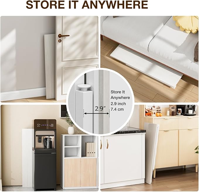 TEMI Small Computer Desk Folding Table - 35.8" Foldable Office Desk, No Assembly, Perfect for Small Spaces in Bedroom, Dorm, or Apartment, Portable Mini Desk or Study Table Compact Design, White Ash