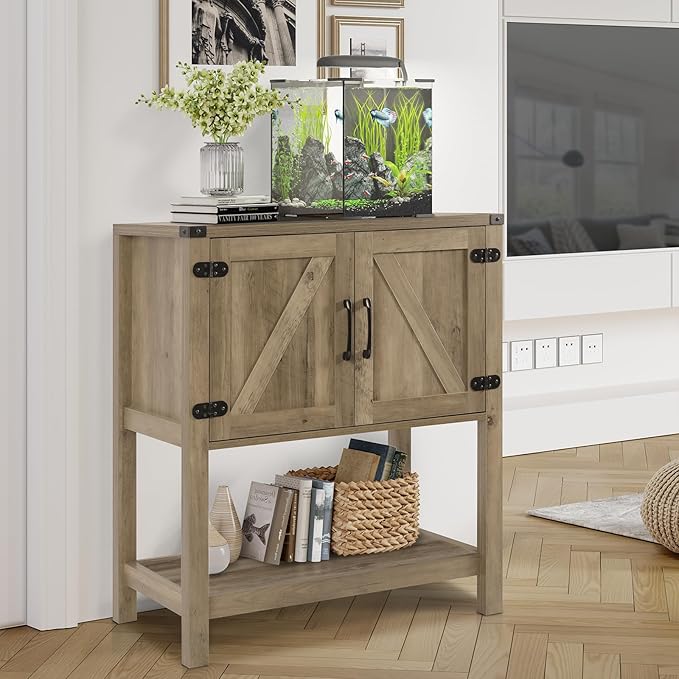 Sofa Table Console Table,Coffee Bar Cabinet,31.5 L x 13.8 D x 34.65 H Entryway Table with 2 Storage Cabinets,Farmhouse Foyer Table,Buffet Sideboard for Kitchen,Hallway (Rustic Brown)