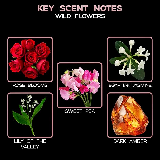 LOVSPA Reed Diffuser Set, Wild Flowers Scented Oil Diffuser with Sticks, Home Fragrance Accessories for Bathroom Shelf Decor, Aroma Diffusers for Home or Office Desk, USA Made