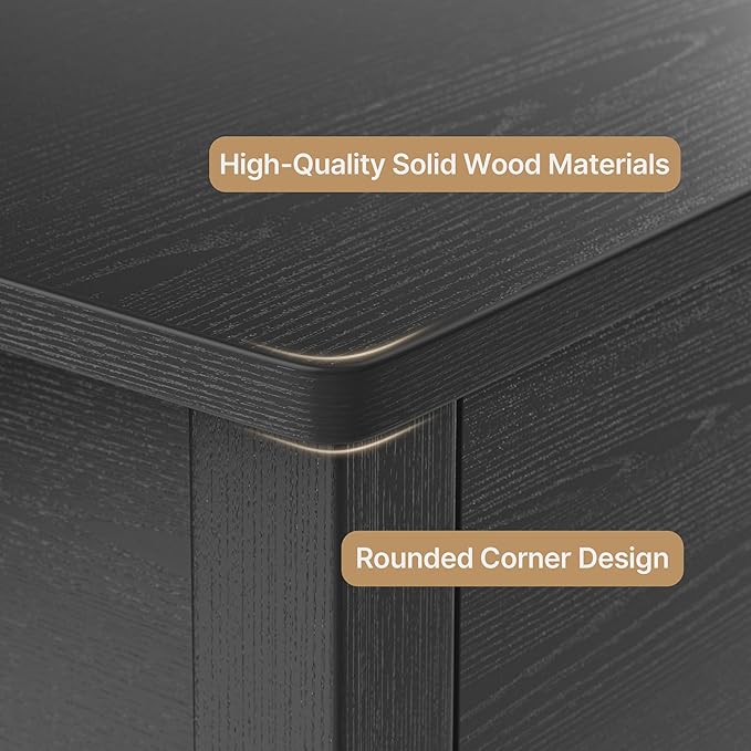 Gizoon Console Table with 2 Drawers, 2-Tier Wood Entryway Table with Storage Shelves, 39" W Wood Accent Sofa Table for Front Hall, Hallway, Living Room, Black