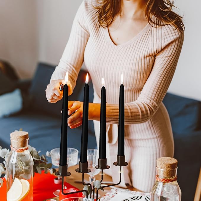 30 Pack Black Taper Candles - Taper Candles 10 Inch Dripless, Smokeless & Unscented - 8 Hours Long Burning - Ideal for Weddings, Dinner Parties, and Home Decor