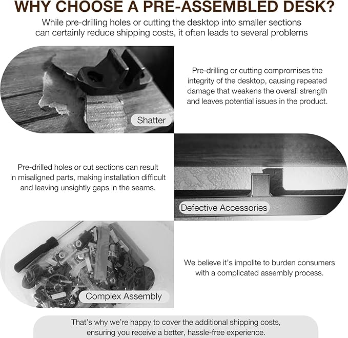 TEMI Long Computer Desk Folding Table - 55.1" Foldable Office Desk, No Assembly, Perfect Writing Table for Bedroom or Apartment, Portable Large Desk or Study Table with Compact Design, White Ash