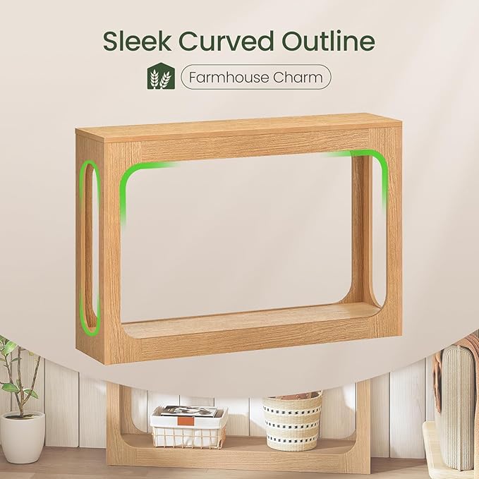 47.2" Long Console Table, Entryway Table, Hallway Table, 2-Tier Behind Couch Table, Corridor Decor Stand, Narrow Rectangular with Storage for Living Room, Entry, Hallway, Light Walnut MXG03NL