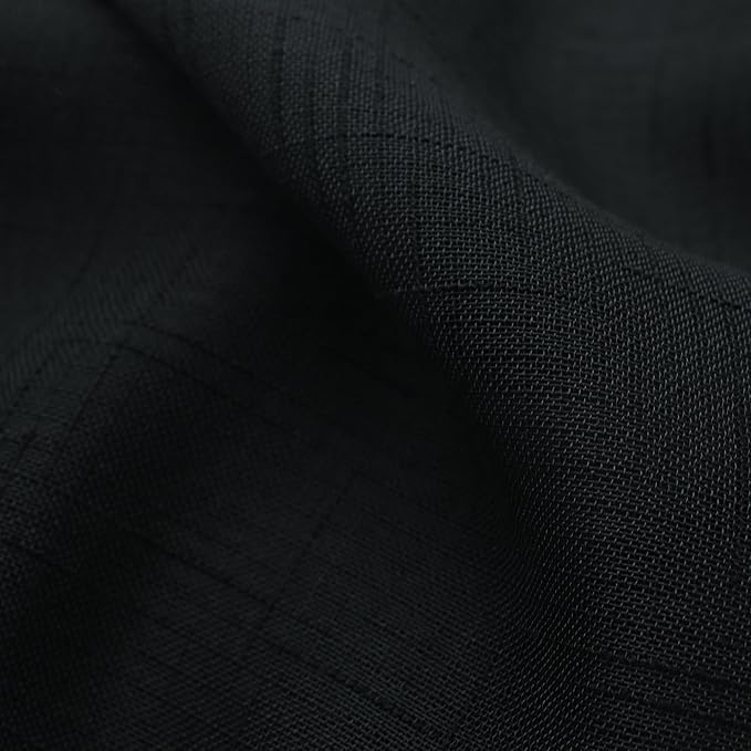 Sheer Curtains Faux Linen Semi Voile Light Filtering Drapes Pair for Bedroom Living Room, Set of 2 Grommet Top Window Curtain Panels (Each 54 x 95 Inch, Black)