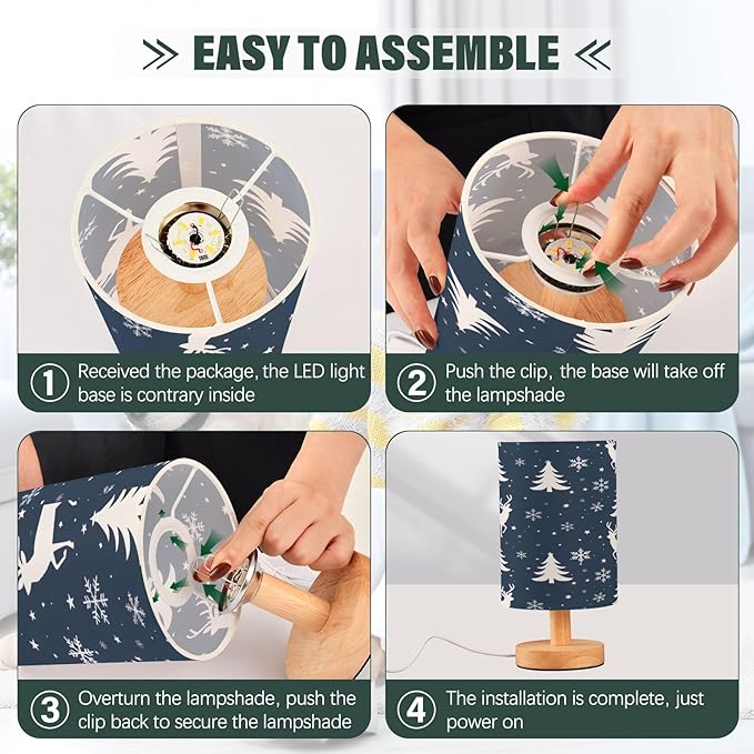 Bolaz Small Table Lamp for Bedroom Deer and Tree Table Lamp Nightstand Lamp for Livingroom Office Reading Working Table Desk