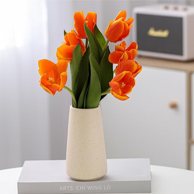 Beige Vase - Beige Ceramic Vase, 6“ Neutral vase Home Decor, Boho Off White Cream Vases for Flower, Minimalist Modern Ivory vases for Centerpieces, Room Decor, Living Room, Bedroom or Gift