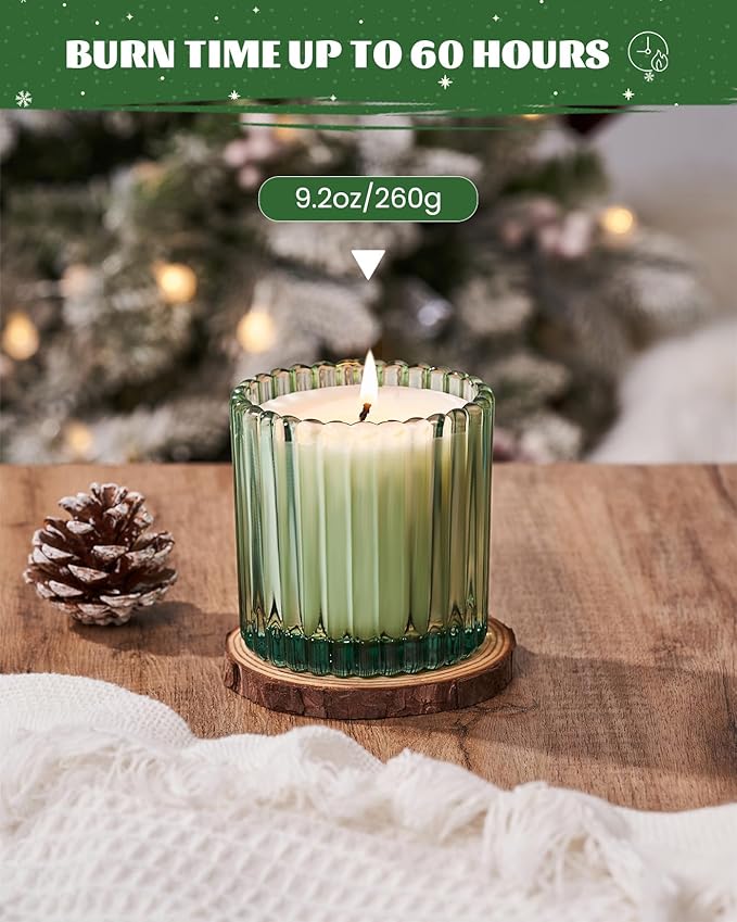 M&SENSE Holiday Pine Scented Soy Candles, Christmas Tree Jar Candle, Winter Candle Gifts for Home Decor, Up to 60 Hours Burning, Natural Soy Wax Relaxing Aromatherapy Candle