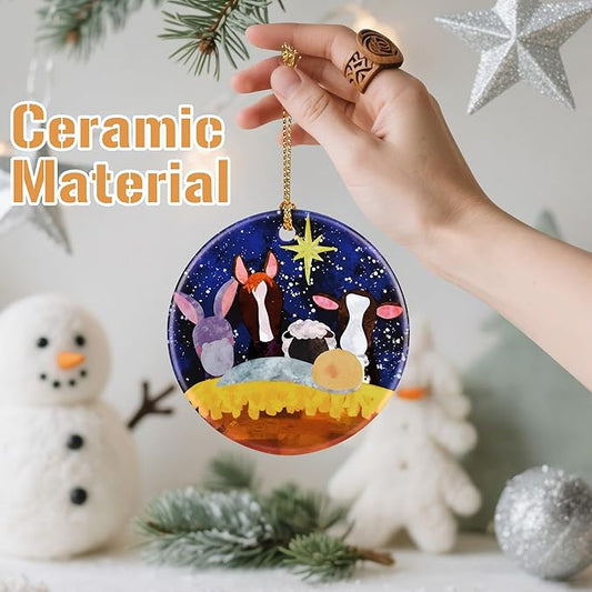 Nativity Scene Christmas Ornament, Jesus’ Birth Christmas Ornament, Holy Family Decoration, Religious Holiday Decor | Gifts for Christian, Gifts for Religious Women - Style F