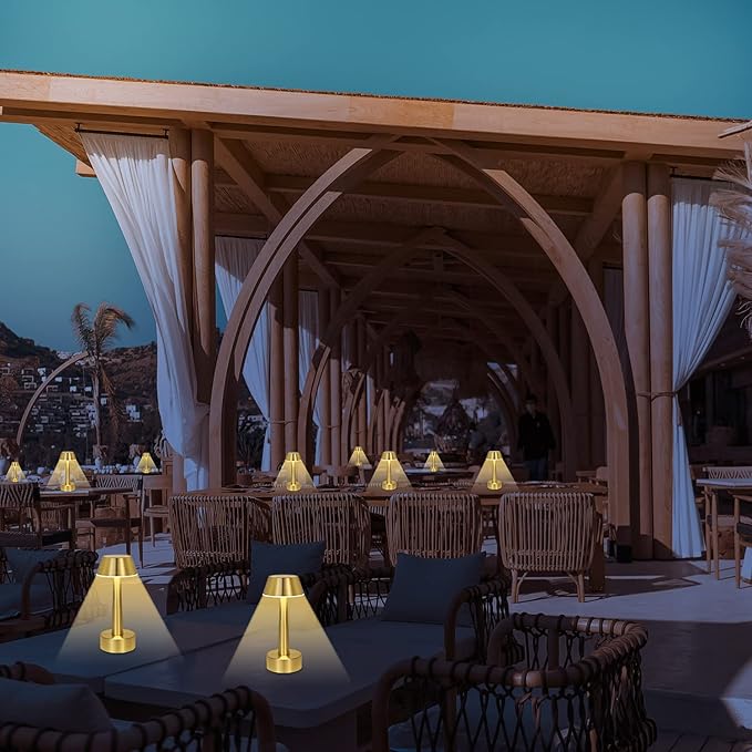 UMEXUS Cordless Small Table Lamp for Bar Restaurant, Rechargeable Battery Operated Touch Lamps, Gold 3-Way Dimmable Metal Portable Bedside Mini Night Light for Outdoor, Home Decor