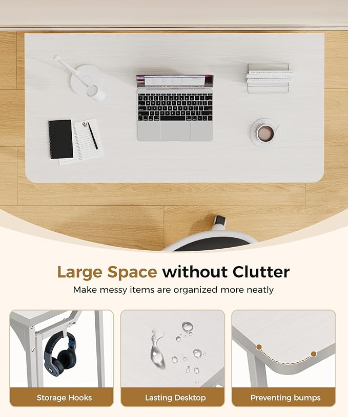 Folding Desk Small Foldable Desk for Small Space, 31.5 Inches Writing Computer Desks in Study, Home Office Foldable Office Desks for Bedroom, White