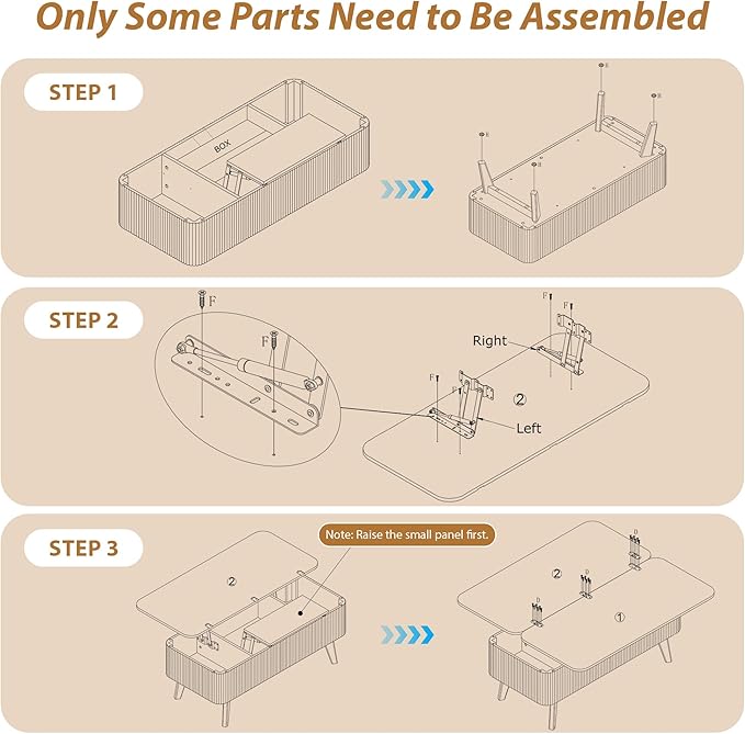 3 in 1 Lift Top Coffee Table, Fluted Convertible Coffee Tables Converts to Dining Tables, Modern Oval Wooden Center Table with Storage for Living Room Office Small Space, Partial Assembly (Walnut)