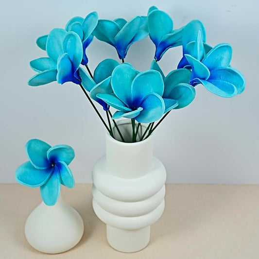 Birthday Gifts for Women 10pcs Gradient Turquoise Flowers PU Real Touch Flowers Hawaiian Plumeria Frangipani Artificial Flowers for DIY Birthday Gifts Wedding Gifts Home Decor Table Centerpiece