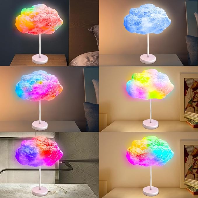 Table Lamp,RGB Color Changing lamp,with Remote,APP,Music Sync,Dimmable Small Bedside Lamp for Bedroom Ambience,Nightstand Lamp for Home Decor Party