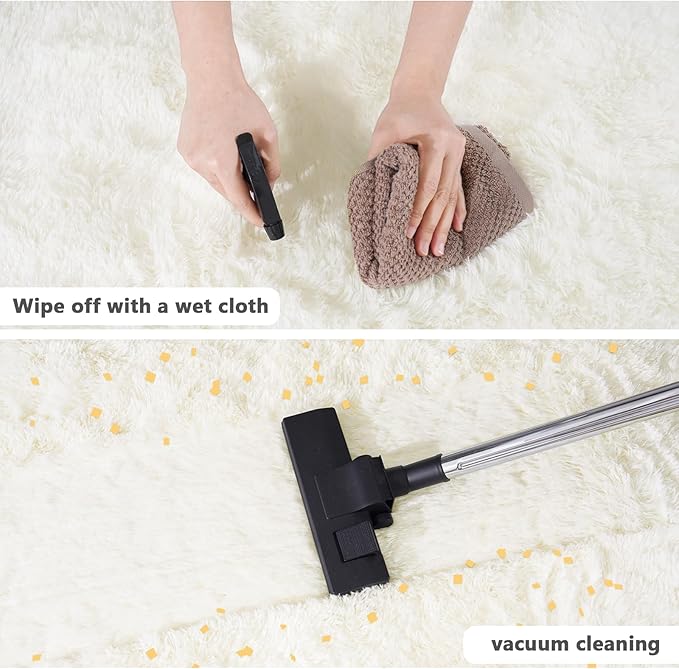 5'x5' Cream Round Rugs for Girls Bedroom, Ultra Soft Fluffy Circle Rug for Kids Room, Cute Shag Rugs for Living Room Playroom Tent Castle Home Decor Rug