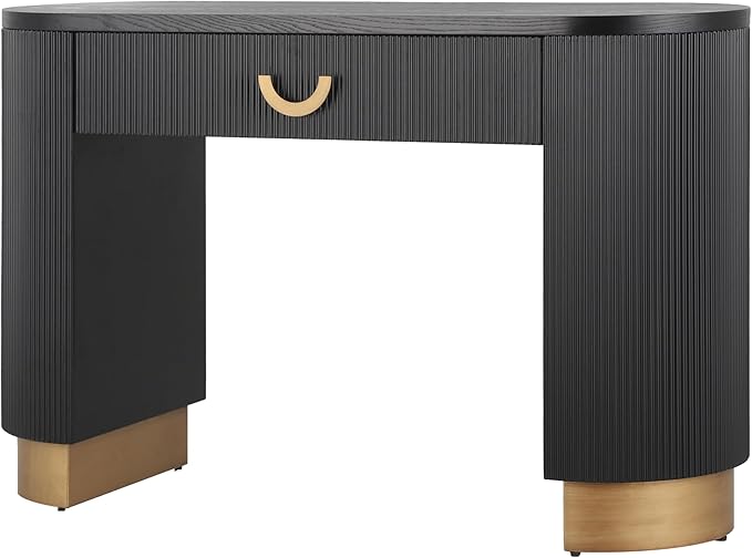 kevinplus 47.7'' Console Table Sofa Table with Drawer Storage Space for Entryway, Modern Elegant Fluted Design, Easy Assemble, Black & Gold