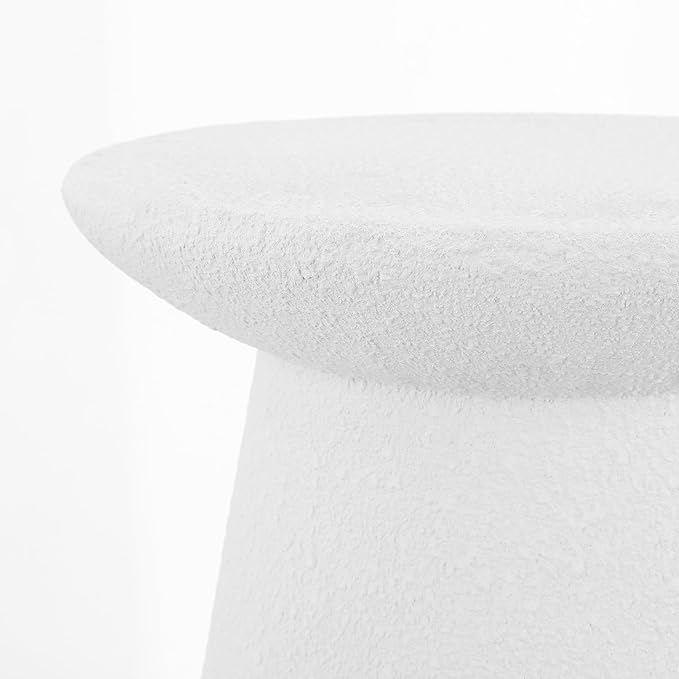 JONATHAN Y TBL1108A Hollie 18" Minimalist Modern Drum Indoor/Outdoor Accent Table Pedestal, Contemporary, Mid-Century, Art Deco, Bohemian, Patio, Garden Room, Bathroom, Living Room, White Frosted