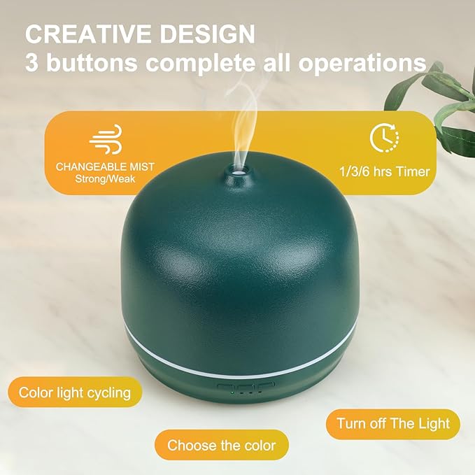 Ceramic Essential Oil Diffusers for Home Large Room, 500ml Aromatherapy Scent Air Diffuser Bedroom Ultrasonic Aroma Defusers with Timed-Blue