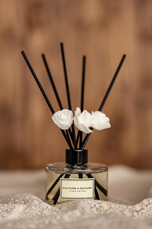 CULTURE & NATURE Reed Diffuser Set 6.7oz (200ml) Magnolia Scented Diffuser with Sticks Home Fragrance Reed Diffuser for Bathroom Shelf Decor