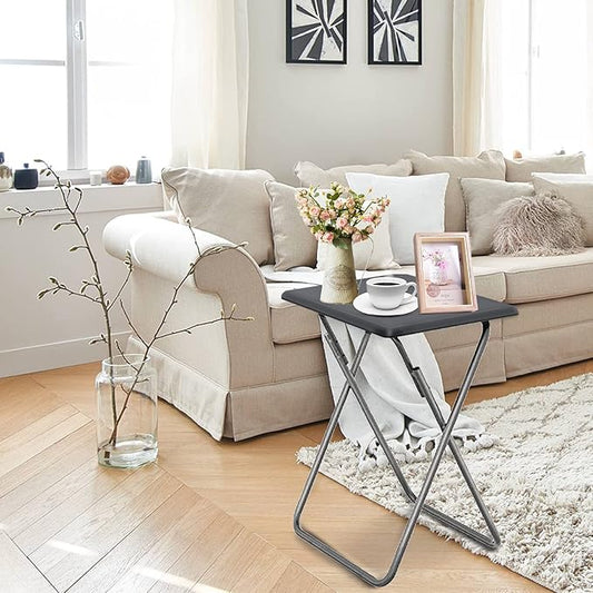 Garden 4 you Folding TV Tray Table/TV Dinner Trays Tables for Eating,Stable Tv Trays Table 25In, Folding Tray Side Table, Foldable Snack Tables for Bed & Sofa, 15 x 18.9 x 26 in (Grey,1PC)