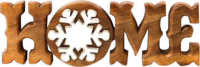 Decozen Handcrafted Solid Wood Home Letters Sculpture from Daughter, Son, Husband - Ideal for Home, Mantel, Fireplace, and Foyer Decor - Tabletop Accent