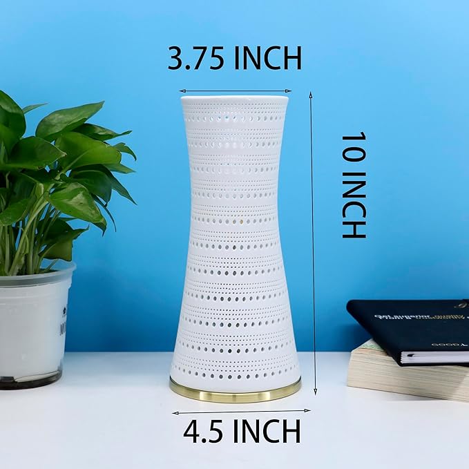 Modern Ceramics Table Lamp White Canton Tower Style Desk Lamp Night Light Accent Lamp 4.5x10 Inch