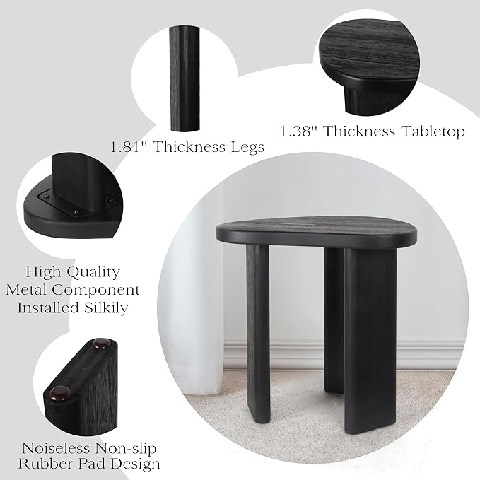 Oakrain Black End Tables, Wood Sofa Bed Side Table, Modern Nightstand for Bedroom, Small Coffee Table for Living Room