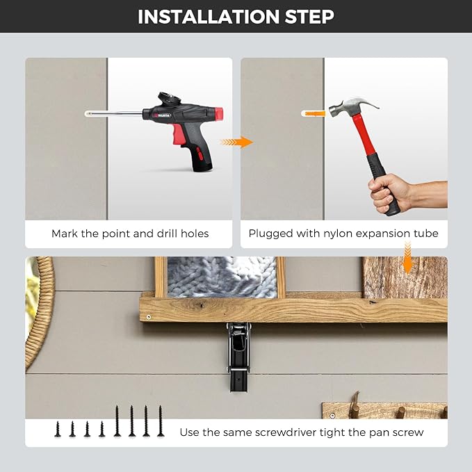 JOY DECOR 8 Inch Heavy Duty Folding Shelf Brackets, 4 Pack (2 Pairs) Collapsible Wall Mounted Brackets for Fold Down Table, Stainless Steel Folding Table Hinge, Matte Black