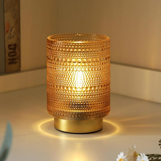 Small Decorative Aesthetic Lamp with Timer for Shelf/Bedside/Coffee Table Decor,Battery Operated Cordless Table Lamps with LED Warm Bulb for Dorm/Office /Patio/Entryway/Mantle/Table Decor(Golden)