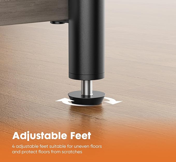 Sweetcrispy End Table 3-Tier, Small Side Table 1-Pack Nightstand with Storage Shelves & Adjustable Feet, for Small Spaces, Living Room, Sofa, Bedroom, Office, Grey