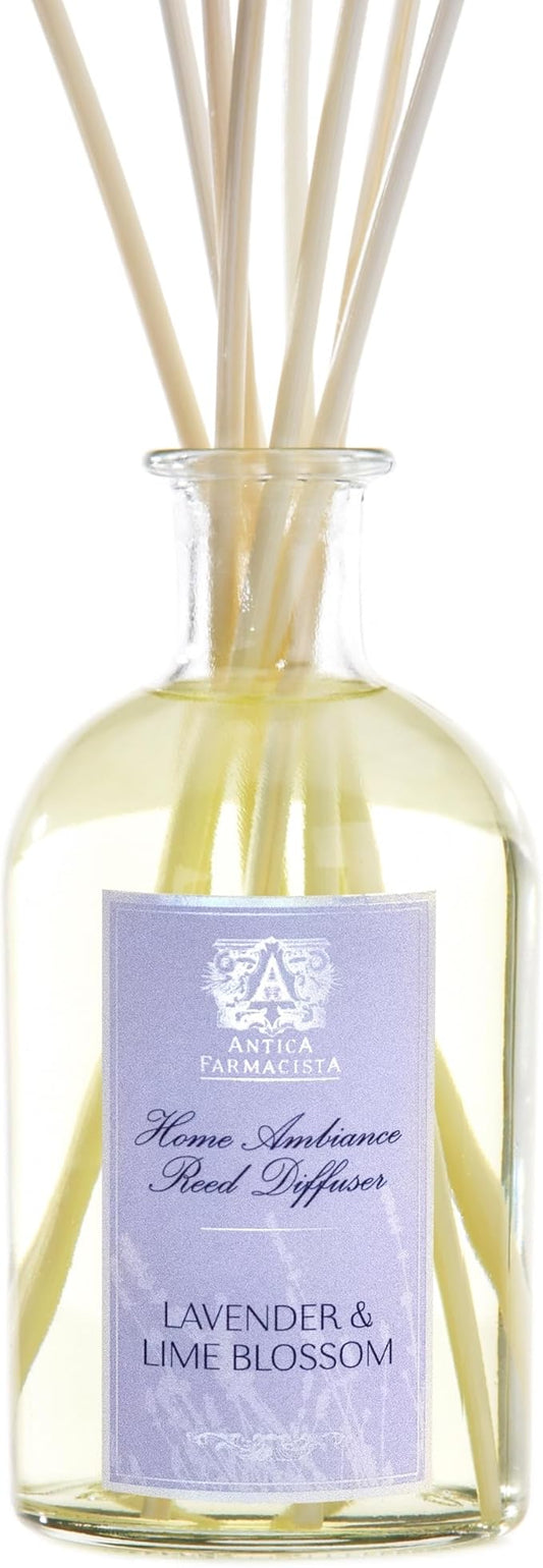 Antica Farmacista Home Ambiance Diffuser - Long-Lasting Reed Scent Diffuser - Luxury Room Freshener Gift - Lavender & Lime Blossom, 8.45 fl oz