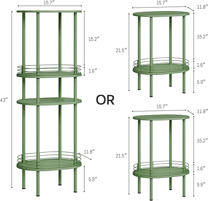 Small Round Side Table,Bedside Table with Storage, Morden Round Nightstand, Samll Side Table for Living Room，Bathroom,Bedroom, Nursery, Laundry, Green
