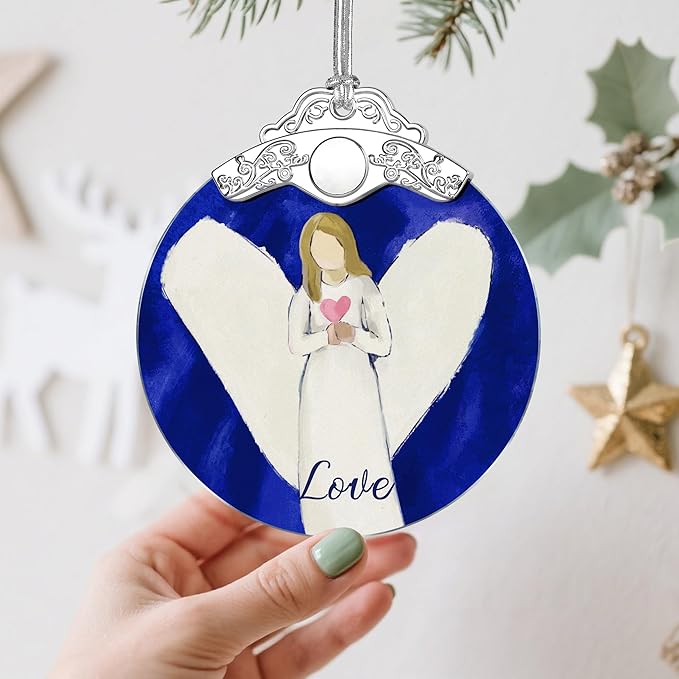 Stained Glass Love Angel Christmas Ornament: Christmas Tree Ornaments & Decor, Holiday Decor – Holiday Presents, Gift Ideas & Gifts for Friends, Coworker, and Family