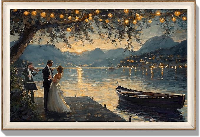 YUEYARIT Framed wall art, vintage wall decor, A Romantic Night decor, canvas printed pictures, suitable for gifts, cottagecore bedroom, bathroom, living room, and office artwork.16X24Inch